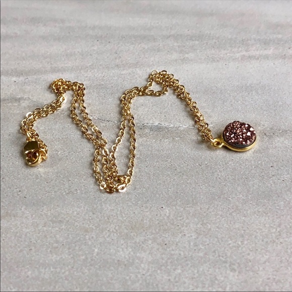 Dainty Gold Druzy Choker Necklace - Picture 2 of 3